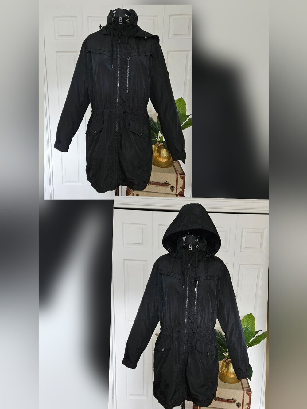 Lucky Brand Minimalist Clean Girl Utility Windbreaker Packable Raincoat Size L